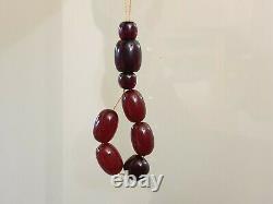Antique Ottoman Red Cherry Amber Bakelite Faturan Beads 19 Grammes