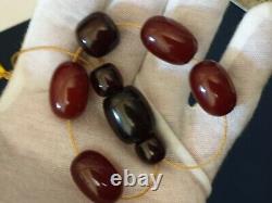 Antique Ottoman Red Cherry Amber Bakelite Faturan Beads 19 Grammes