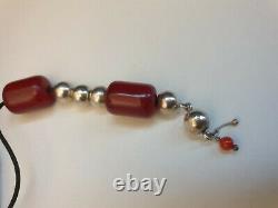 Antique Ottoman Red Cherry Amber Bakelite Faturan Beads Damari 14gr