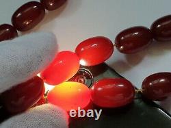 Antique Ottoman Red Cherry Amber Bakelite Faturan Prayer Beads 33+imame 105 Gr