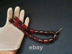 Antique Ottoman Rouge Cerise Ambre Bakelite Faturan Perles De Prière 100grams Big Bead