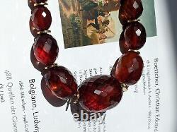 Antique Perles De Bakelite Art Déco 58.6 Gr Collier Perlé Cerise Amber Faturan