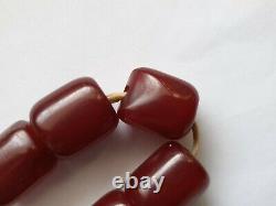 Antique Pouf Rouge Cherry Amber Bakélite Faturan Prière Perles Damari 54gr! (f)