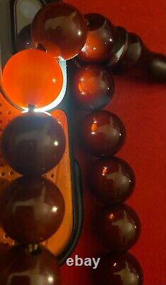 Antique Rare Set De Musée Cherry Amber Bakélite Faturan Perles De Prière 135 Gr
