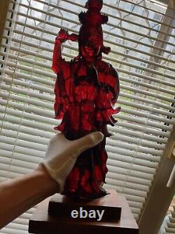 Antique Red Cherry Amber Bakelite Faturan Vieille Grande Statue Pour Perles Unique 2