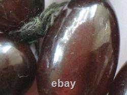 Antique Red Cherry Catalin Bakelite Non Ambre 100gr Gros Perles Necklace Vtg Rare O
