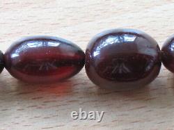 Antique Red Cherry Catalin Bakelite Non Ambre 100gr Gros Perles Necklace Vtg Rare O