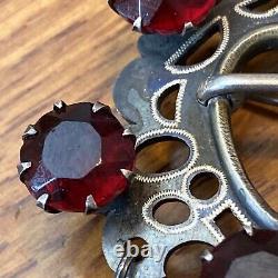 Antique Russe 900 Argent Cherry Amber Broche 5 F