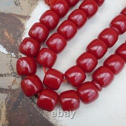 Antique Testé 33 Perles De Prière Cerise Allemande Ambre Faturan Bakelite Perles D'inquiétude