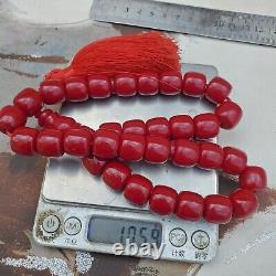 Antique Testé 33 Perles De Prière Cerise Allemande Ambre Faturan Bakelite Perles D'inquiétude