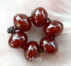 Antique Very Rare Shape Faturan Cherry Amber Bakelite Beads Damrari/veins 11.1 G