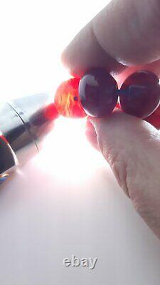 Antique Very Rare Shape Faturan Cherry Amber Bakelite Beads Damrari/veins 11.1 G