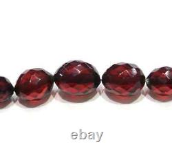 Antique Victorian Faceted Cherry Amber Graduated Collier 30