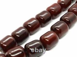 Art Déco Cherry Amber Bakelite Barrel Shape Faturan Antique Beads Collier 83gr