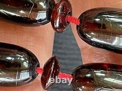 Belle Antique Faturan Cerise Ambre Bakélite Perles De Prière Islamiques 75g R3