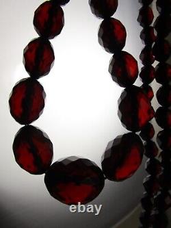 Belle Vintage Perles Graduées Cerise Ambre Bakelite 28 Collier 58g