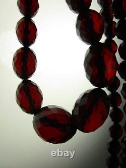Belle Vintage Perles Graduées Cerise Ambre Bakelite 28 Collier 58g