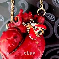 Bijoux Talisman Collier Bijoux Pendentif Amulette Amour Attraction Coeur Rouge Abeille Bib