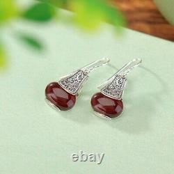 Boucles d'oreilles de style antique F02 Arabesken Ambre Rouge Blutbernstein Argent 925