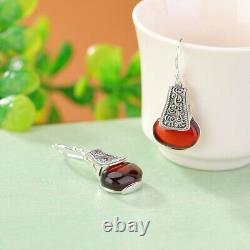 Boucles d'oreilles de style antique F02 Arabesken Ambre Rouge Blutbernstein Argent 925