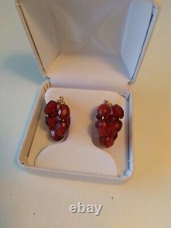 Boucles d'oreilles en ambre cerise en bakélite sur mesure 14 carats