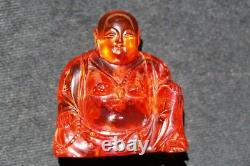 Bouddha en ambre chinois A072. XXe siècle