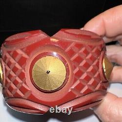 Bracelet Bangle en Bakélite Ambre Cerise Vintage avec Décor en Or Unique