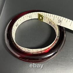 Bracelet jonc en ambre de la Baltique vintage rouge cerise translucide 7.5