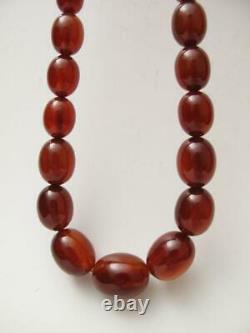 Carnelian Cherry Amber Bakelite Perles Ovales Collier 66gms Faturan Prière Inquiétude