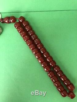 Cerise Antique Ottoman Damari Faturan Ambre Perles De Prière Bakélite R Islamic
