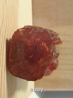 Cerise Rouge Antique Amber Carving De La Divinité Chinoise De La Longévité (shou)