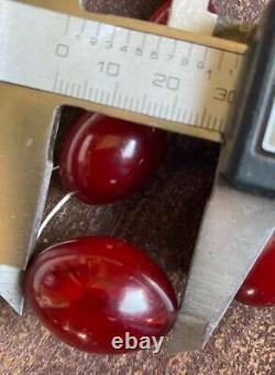 Cerise Rouge Antique Cerise Amber Bakelite Perles Graduées Collier 70 Grammes, Testé