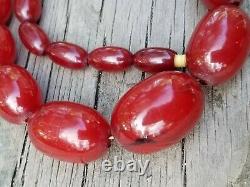 Cherry Amber Bakelite Faturan Antique 32+grammes Collier Olive Forme Authentique