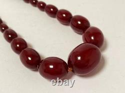 Cherry Amber Bakelite Marbled Faturan Oval Beads Necklace 38,3 Gms Prayer Worry