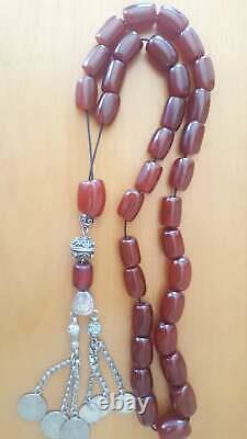 Cherry Amber Faturan Bakelite Antique Kehribar Prière Misbaha Tesbih Perles 138gr