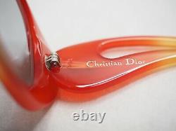 Christian Dior Vintage Orange Rouge Large Lunettes De Soleil Ambre Gris Femmes Années 70 Surdimensionné
