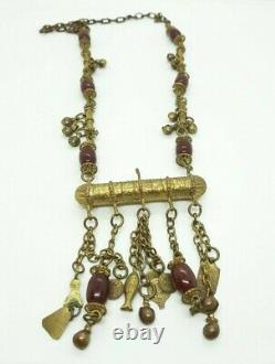 Collier Antique Avec Perles Cerises Ambres Fatuanes