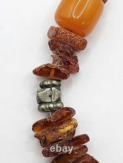 Collier Faturan en ambre de cerisier ancien avec bijoux en argent sterling 925