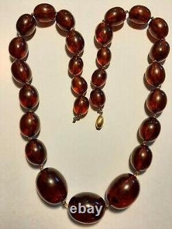 Collier Vintage Cerise Ambre Bakelite Faturan Perles 152,9g