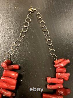 Collier de branche de corail rouge naturel non teinté de Sardaigne Vintage en or 10 carats 20 L