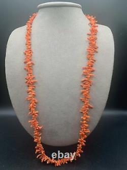 Collier de corail Branches de corail rouge vintage Perles longue chaîne simple