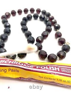 Collier de perles de bakélite ambre cerise facettées de style Art Déco VTG de 27 pouces.