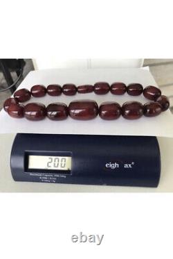 Collier de perles en ambre de cerisier en bakélite vintage de 200 g marbrées