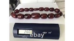 Collier de perles en ambre de cerisier en bakélite vintage de 200 g marbrées