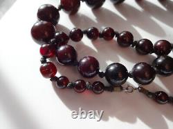 Collier de perles en ambre de cerisier vintage Bakelite graduées faites à la main 104gr