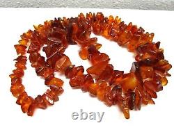 Collier de perles en ambre de la Baltique extra longues, dégradées en cognac et caramel 34 NICE