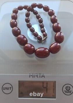 Collier de perles en ambre, marbre, bakélite et faturan de cerise, Allemagne, rare antiquité, 41 g.