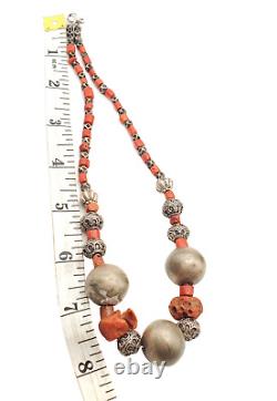 Collier de perles en corail naturel ancien berbère marocain, colliers berbères