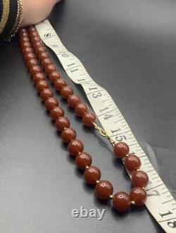 Collier en perles de bakélite rouge cerise VTG de 12 mm, 65,7 grammes, 35 héritage.