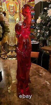 Colossale! Rare Main Carved Chinese Cherry Amber Resin Wiseman (21.75h X 6.5w)